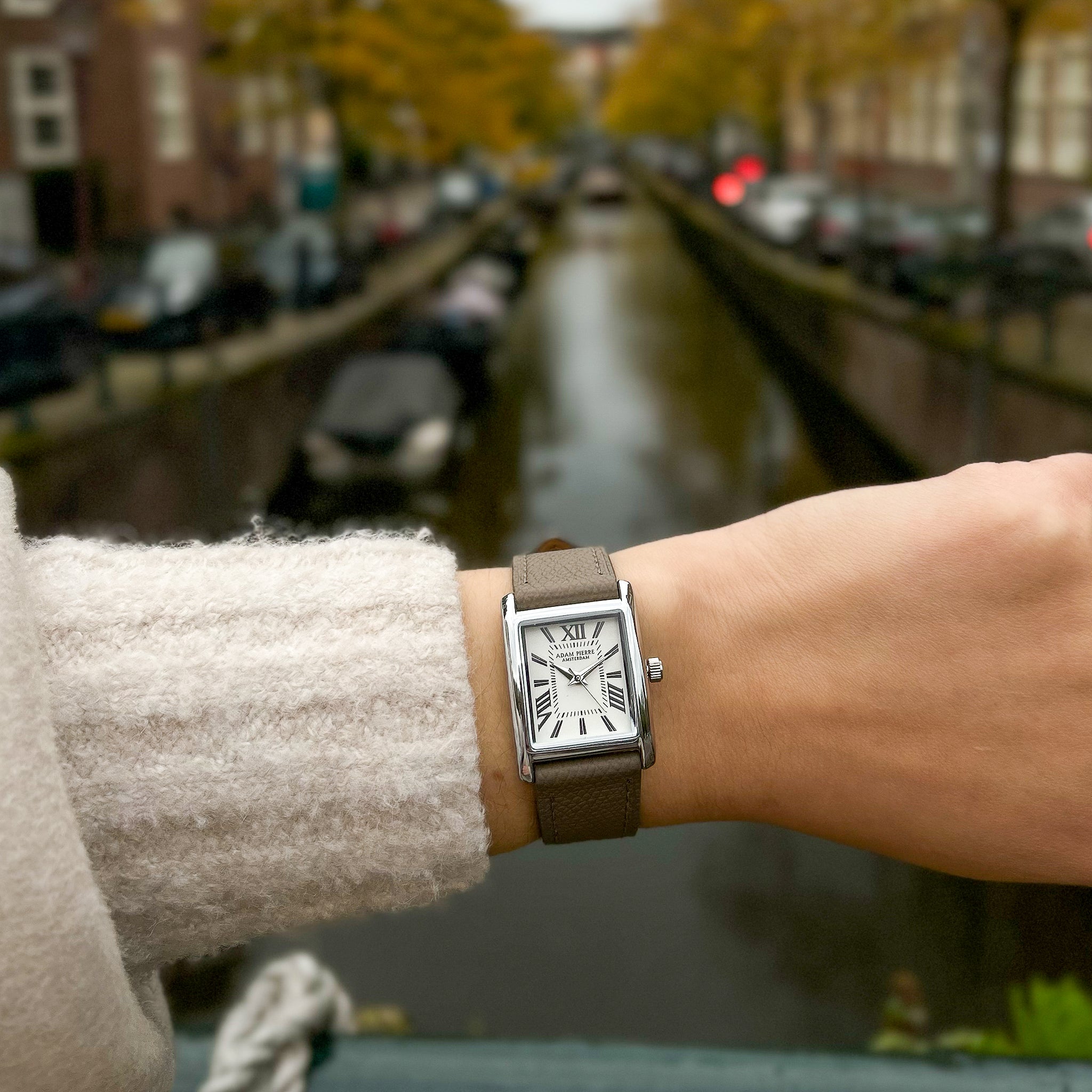 LILIANE - LEREN BAND OLIFANT GRIJS ZILVER