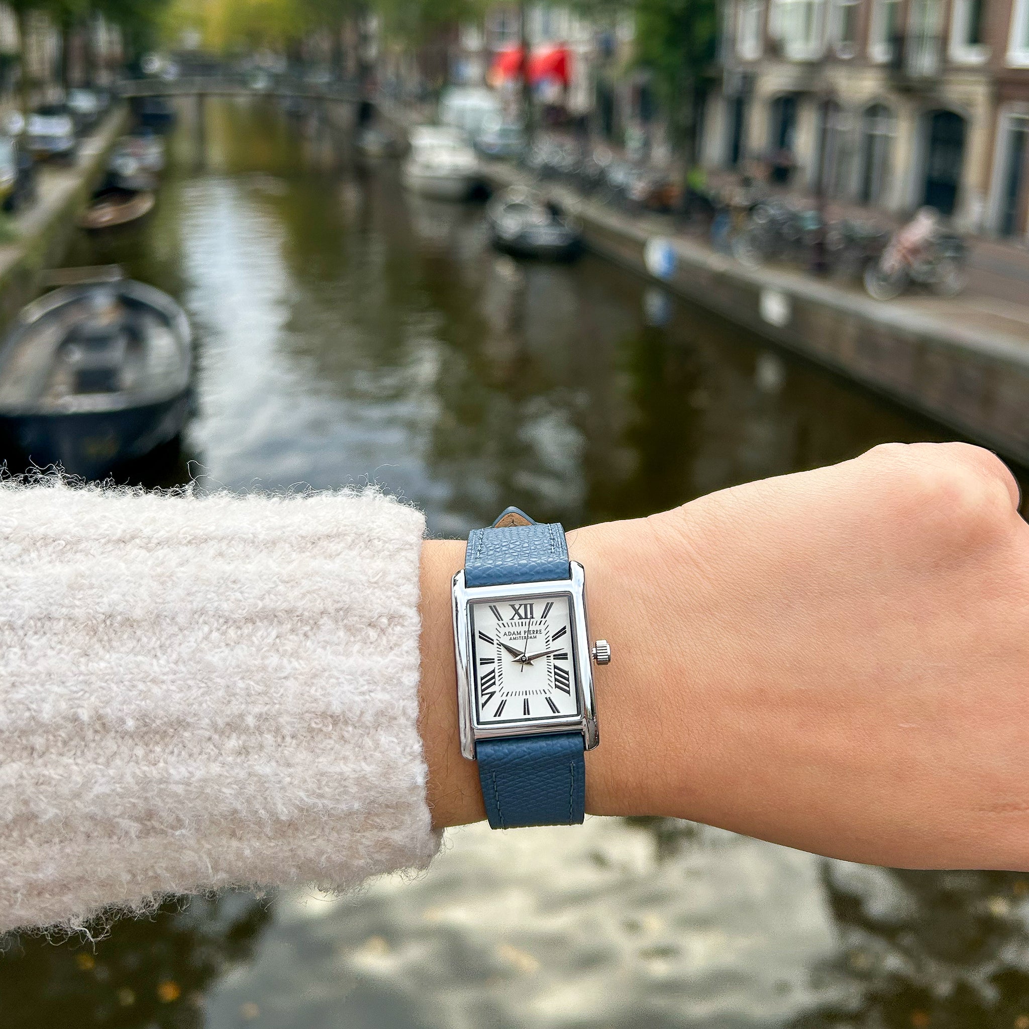 LILIANE - LEREN BAND BLAUW ZILVER